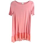 Agnes & Dora Chiffon Ruffle Tunic Pink Short Sleeve Womens XS Made in USA Photo 3