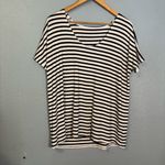 Quince  Maternity Black and White Striped‎ Bamboo Short Sleeve Tee Photo 1