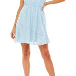 Crystal Doll  Mini Dress Womens M Blue Floral Eyelet‎ Sleeveless Fairy Dollette Photo 0