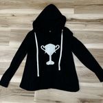 Trina Turk Black Long Sleeve Cross Back Lightweight Hoodie Women’s Large Photo 1