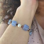 Lavender Colored Glass, Pearl & Sterling Silver Bracelet Purple Photo 1