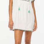 J Crew Fringe beach tunic White Top with Multicolor Trim size S Photo 0
