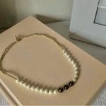 Handmade Chocolate Pearl Goldcore Necklace  “Padua” Toggle Cream Espresso Classy Photo 3