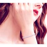 Boutique NEW White Gold‎ Plated S925 Simulated Diamond Slide Tennis Bracelet, Adjustable Photo 10