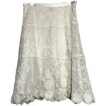 Sundance  Skirt Tulle Guipure Lace Overlay Knee Length A-Line Zip White 8 33" Photo 0