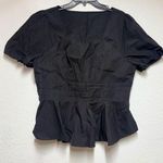 SheIn  Black Peplum Fitted Short Sleeve Blouse Photo 0