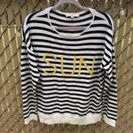 Loft Ann Taylor Cotton Crochet Crew Neck Sun Stripe Sweater Pullover Size Large Photo 2