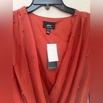 Privy NWT  Rust Orange Long Sleeve Wrap Bodysuit, Size Medium Photo 2