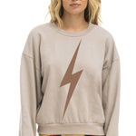 Aviator Nation  BOLT RELAXED CREW SWEATSHIRT - SAND // MOCHA  Photo 0