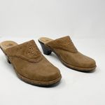 Sofft Tan Suede Nubuck leather copper stud heeled clogs mules neutral womens 9.5 Photo 34