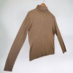 Sag Harbor  Petite Medium Womens Turtleneck Sweater Top Tan Ribbed Long Sleeve Photo 4
