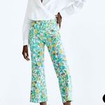 ZARA  PRINTED LINEN-BLEND MINI FLARE TROUSERS Photo 0