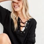 Aerie  Black Lace Up Crewneck Photo 0