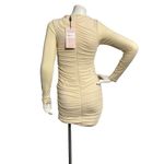 Oh Polly  Yara Ruffle Mini Dress Beige Fitted Long Sleeve Women's Size 6 Clubwear Photo 4