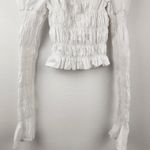 Caroline Constas Delilah Top White Size Large Long Sleeve Puff Shoulders Smocked Photo 6
