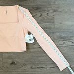 Beyond Yoga Heather Rib Frame Cropped Pullover - Size M - Cream Pink Heather NWT Photo 8