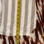 Neiman Marcus  Cream Tan White Striped Button Up Down Shirt Mini Summer Dress Front Pockets-Size 8 #Minimalist #Designer #Luxury #Chic Measurement in pics Photo 6