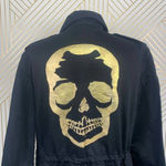 Zadig & Voltaire Kayak Mili Skull Military Jacket in Black Gold Size US XS Photo 7