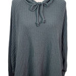 Chaser Blue Ribbed Knit Hoodie NWT Size Medium Teal Blue Hoodie Photo 0