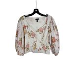 AQUA Floral Print Puff Sleeve Sweetheart Neckline Blouse Top Medium Photo 4