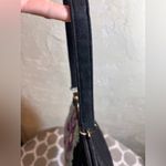 Black Suede Bag Vintage LULU GUINESS Purple Blue Floral embroideried needlepoint Photo 11