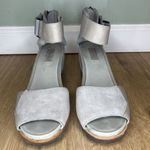 Sorel WOMENS 8.5 JOANIE II SANDAL ANKLE STRAP LEATHER WEDGE GRAY LEATHER ZIP Photo 1