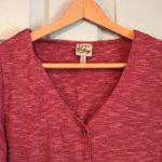 Como vintage  Women's S Red Fall Poly Rayon Button Knit Short Sleeve VNeck Top Photo 2