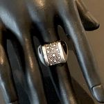 MICHAEL DAWKINS Sterling Silver Starry Night Oxidized Caviar Accented Ring Sz 5 Photo 1