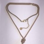 Talbots Elegant Aged Gold Tone Necklace Y Drop Pale Pink Accents Photo 3