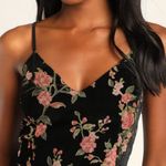 Lulus NWT Evenings With You Black Floral Asymmetrical Velvet Dress Size Large Photo 1