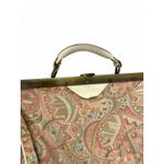 Vintage 50's 1950' paisley tapestry handbag metal frame top handle Saks Fifth Pink Photo 2
