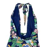 Modcloth NEW The Bethany One-Piece Swimsuit Size Large Navy Floral Plunge Halter Photo 6