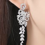 Bridal Earring Crystal With CZ Stone/ Fine Silver Plated Photo 5