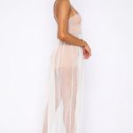 White Fox Boutique Totally Bangin' Sheer Skirt Maxi Dress in Nude & White Photo 2
