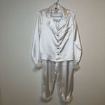 Lulus  Dreamiest Delight White Satin Feather Two-Piece Pajama Set Size S Photo 4