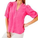 Lilly Pulitzer NWOT Mialeigh Linen Top Passion Fruit Pink Pullover Size 2 Photo 0