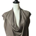 Helmut Lang  Brown Short Sleeve Draped Neck Line Size Small Photo 3