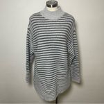 Haven Well Within Gray Striped Mock Neck Sweater M Chunky Knit Cozy Size M Photo 2