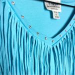 American Vintage Vintage Back in the Saddle Blue Fringe Long Sleeve Casual Top Size Medium Photo 5