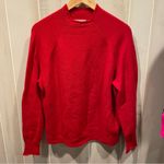 J.Crew Cute  red soft fuzzy roll neck marino wool alpaca blend oversized sweater Photo 5
