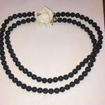 Kenneth Jay Lane Avon Vintage Black Beaded Floral CZ Rhinestone Clasp Necklace Photo 0