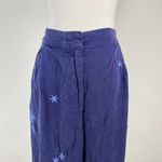 Johnny Was NWOT  Wide Leg Embroidered Floral Pants Size L Blue Elastic waist Photo 7
