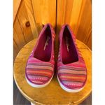 Eddie Bauer  Womens 9 CAST Canvas Pink Stripe Slip On Flat Loafer Shoe Photo 1