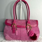Coach y2k Vintage 2004 Pink Hampton Suede SOHO Flap Satchel Photo 0