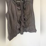 Charlie Paige  Faux Leather Ruffle Vest Brown Small Photo 1