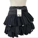 ZARA NWT Black Frilled Mini Skirt With Ruffles Tiered Party Bloggers Fave Sz M Photo 10