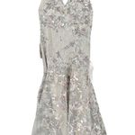 Mac Duggal 20146 Platinum Floral Embroidered V-Neck Mermaid Formal Gown Size 14 Photo 2