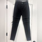 SheIn D2. Black high rise denim jeans, adjustable knee area with grommets, 2 Photo 1