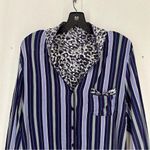 Jaclyn Smith  Long Sleeve Button Pajama Shirt Stripe Womens Large Blue Photo 1