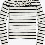 J.Crew Off-Shoulder Black and White Striped Top Size L Photo 0